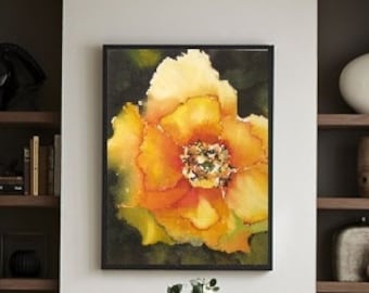 Yellow Wall Art, Yellow Flower Art Watercolor Print,Yellow Watercolor Artwork,Watercolor Painting,Rose Art,Yellow Decor,Rose Painting Floral