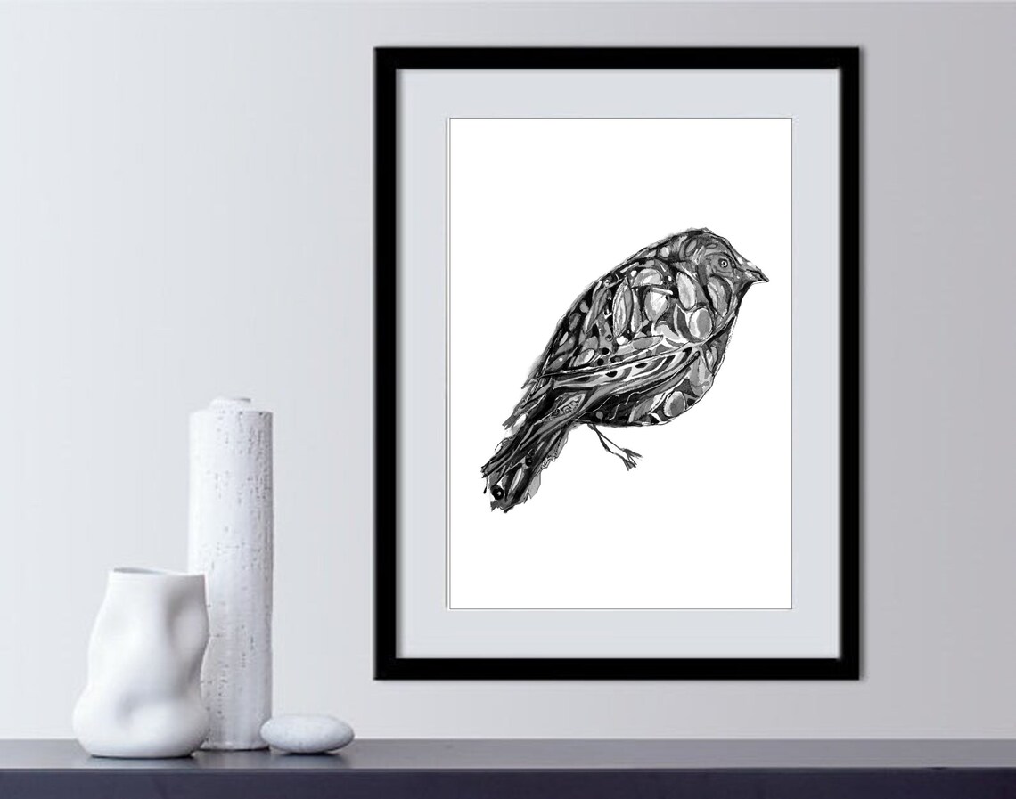 black grey white art