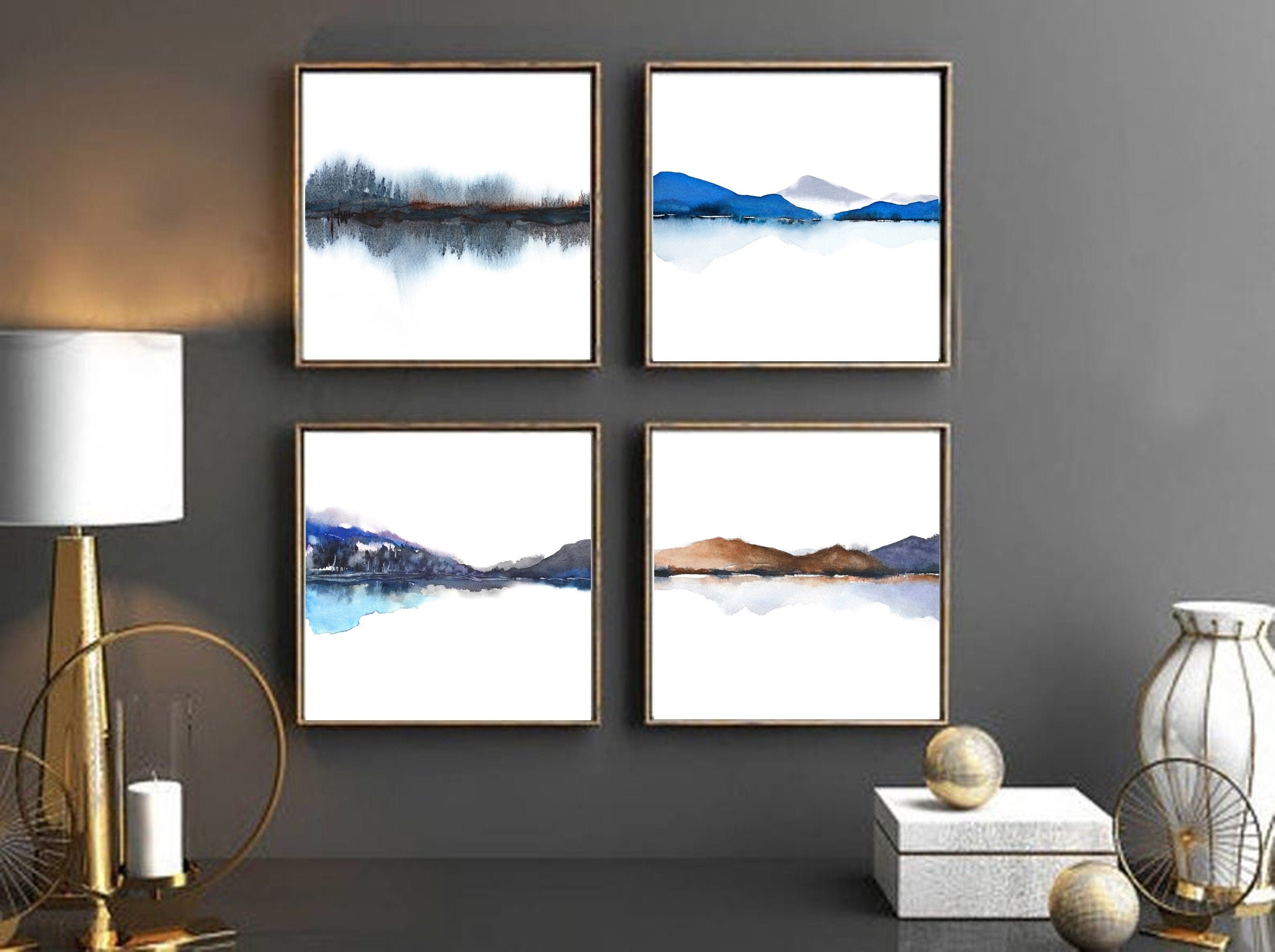 SET of 4 Prints Four Prints Square Art Print Square Prints Etsy