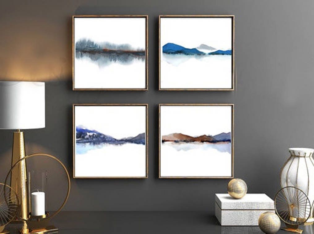 SET of 4 Prints Four Prints Square Art Print Square Prints Etsy