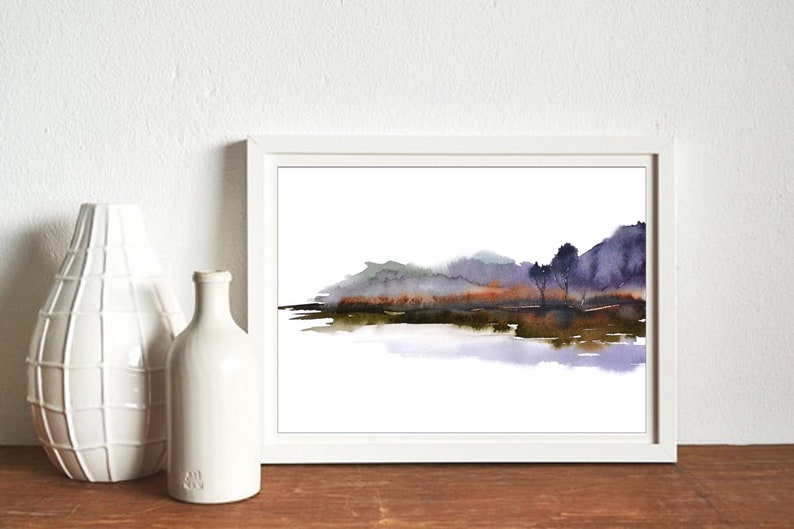 Landscape Art Print Watercolor Painting Wall Decor Abstract | Etsy