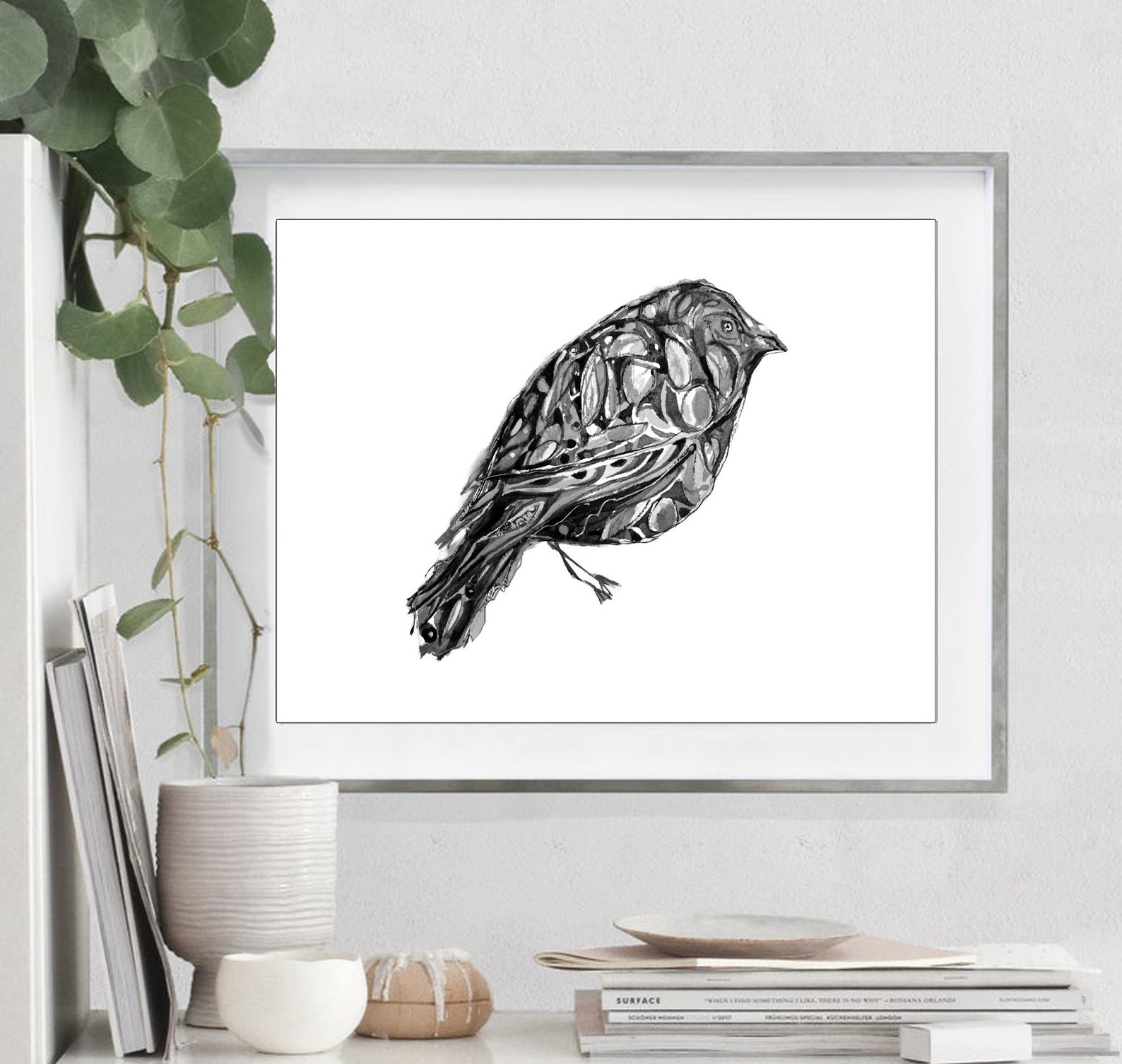 black grey white art
