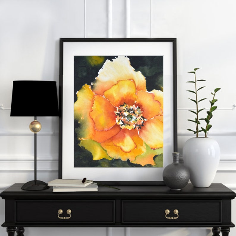 Yellow Wall Art Yellow Flower Art Watercolor PrintYellow Etsy