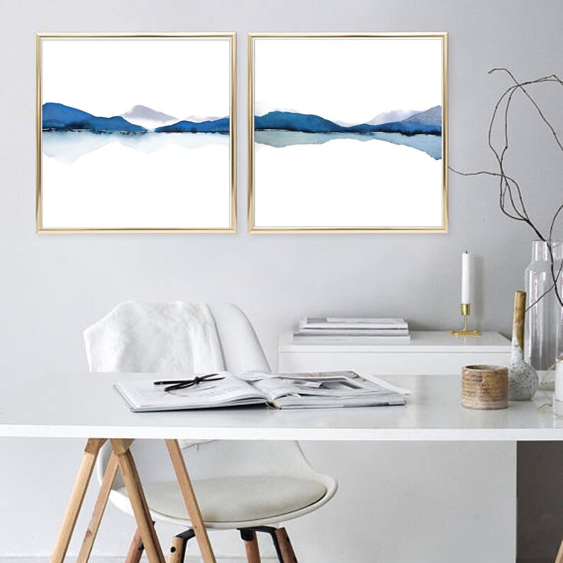 Square Art Set Modern Art Print Square Set of Two Prints Etsy
