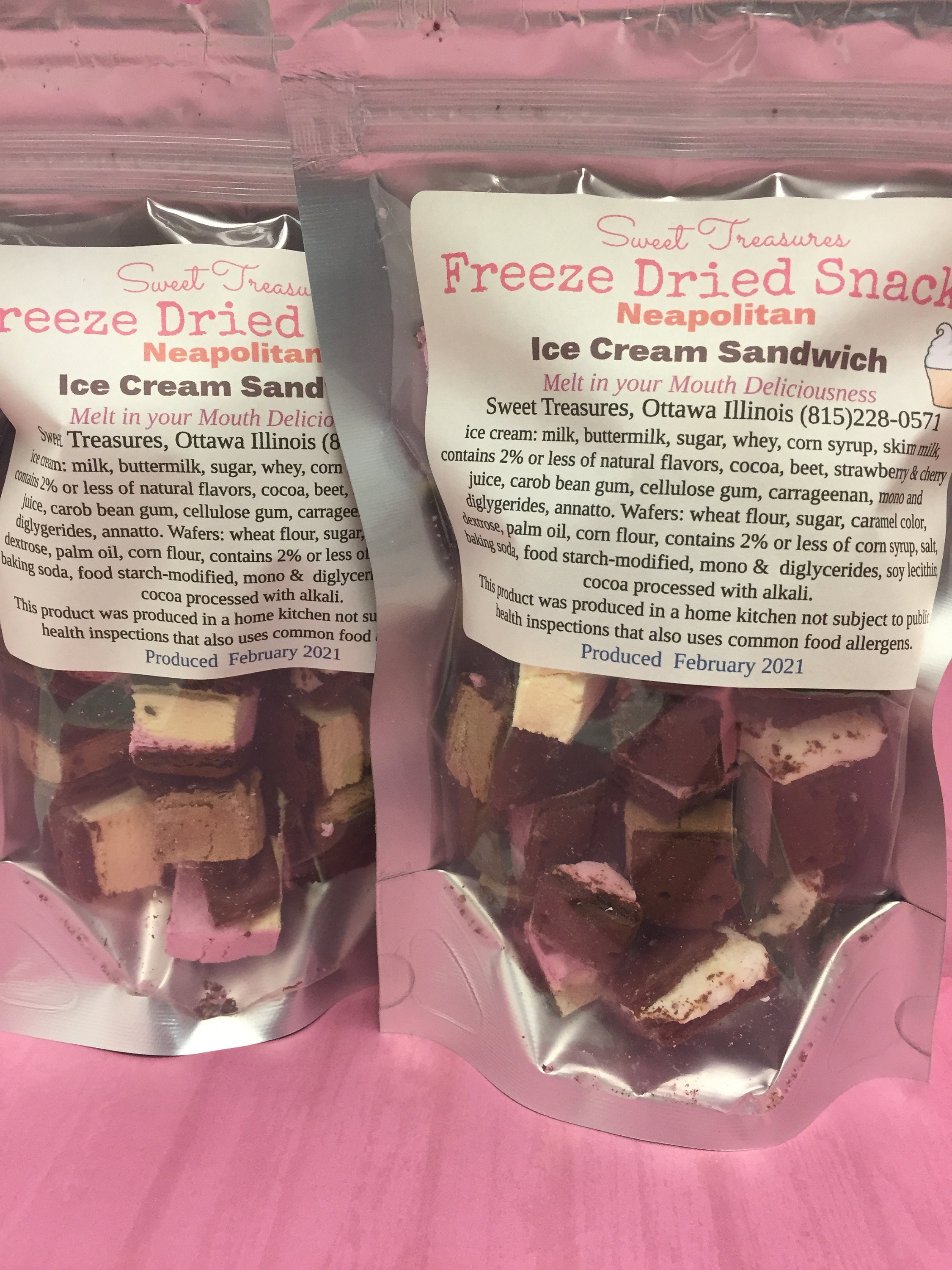 Freeze Dried Neapolitan Ice Cream Sandwiches