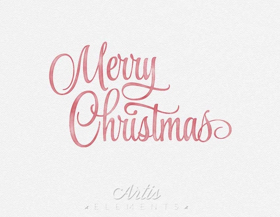 Items similar to Merry Christmas Script Clipart - Watercolor Inkwash Calligraphy Photo Overlay