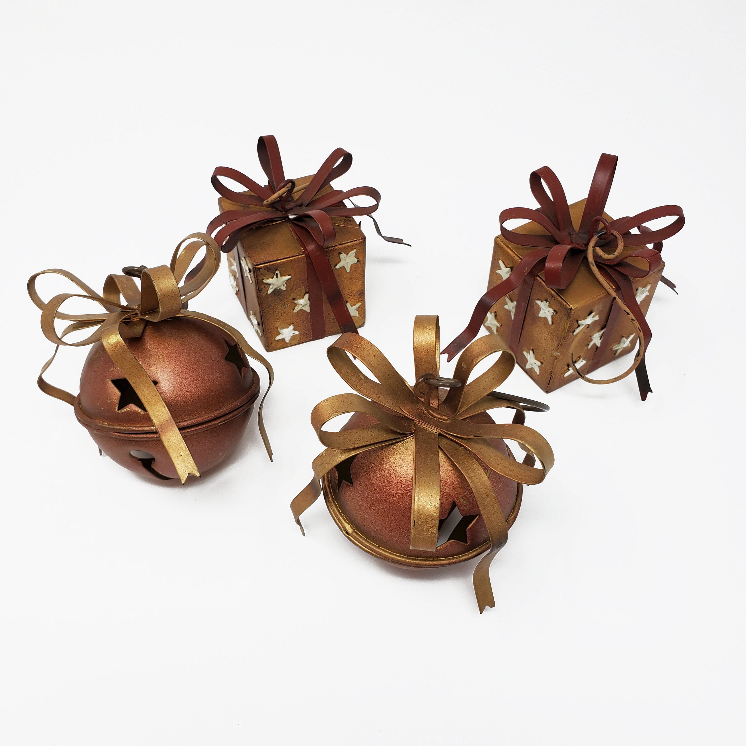 Large Jingle Bell & Gift Box Ornaments Metal Bells Present Etsy