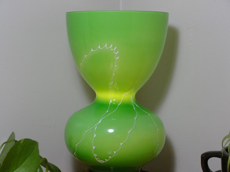 Bx Glass Vase Lamp Green Blown Glass Art Glass Upcycled Etsy