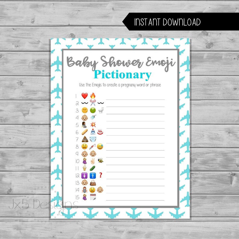 Baby Shower Emoji Pictionary Game Boy Baby Shower Games Etsy