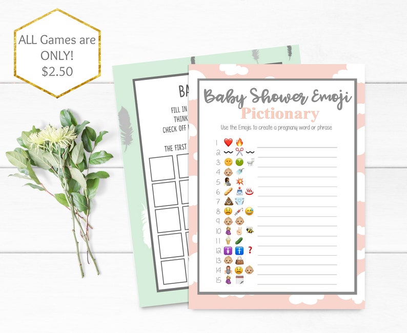 Baby Shower Emoji Game Printable Instant Download Pictionary - Etsy