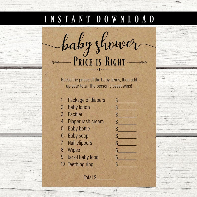 Baby Shower Games Coed The Price Is Right Gender Neutral Etsy