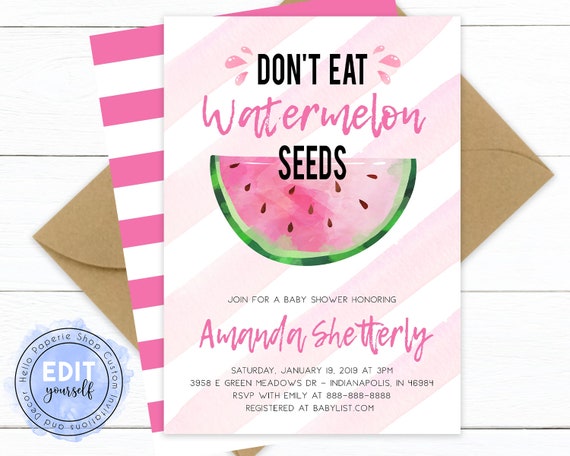watermelon baby shower invites