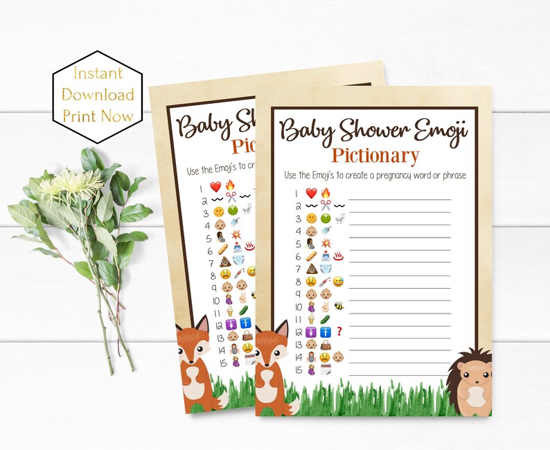 Baby Shower Emoji Game Printable Instant Download Pictionary - Etsy