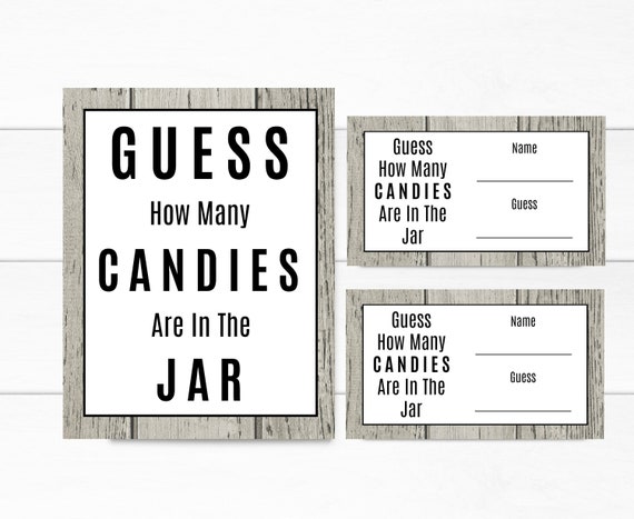 Guess How Many Candies Jar Game Guessing Game Rustic Wood Etsy