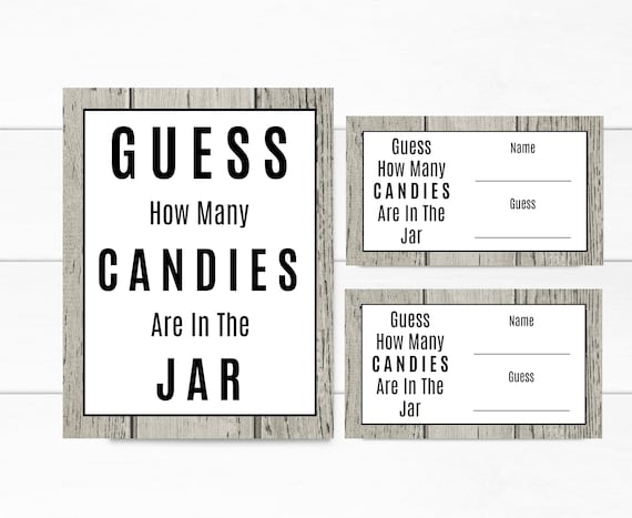 Guess How Many Candies Jar Game Guessing Game Rustic Wood Etsy