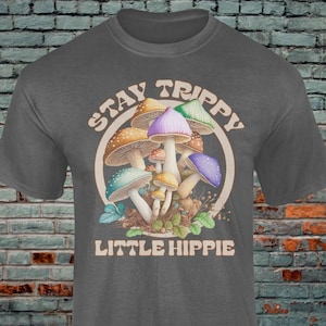 Funny Mushroom Hippie T-shirt Soft Retro Hippie shirt Nature Lover T Shirt Boho style Unisex gift for her Fungi Shirt