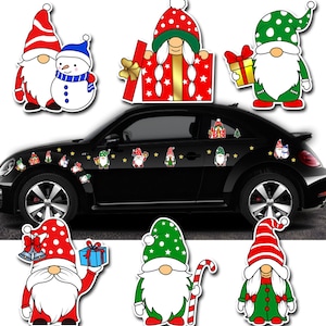 Christmas Gnome Car Stickers -Adorable Holiday Graphic Decals for Windows, Cars or Trucks, SUV&#39;s, RV&#39;s - Any smooth surface