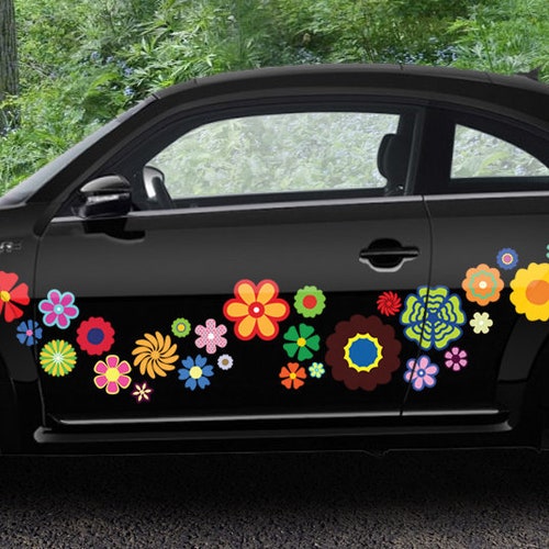 Retro Flower Sticker Flurry Sheet - Vehicle Graphics for Cars or Trucks, SUV's, Window Decals