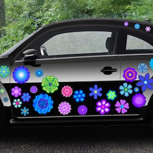 Mermaid Ocean Magical Colors Flower Sticker Flurry Sheet - For Cars or Trucks, SUV&#39;s, Window Decals