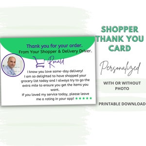 Dankeskarte für Kunden, Dankeskarte, Einkaufswagen, Einkaufsservice, Personal Shop