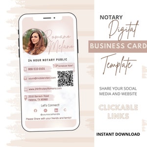 Tarjeta de visita digital / Tarjeta de visita digital de notario público / Tarjeta de visita profesional Canva / Totalmente editable / Enlaces en los que se puede hacer clic