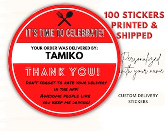 Delivery Sticker DD thank you Delivery Driver Bag Sticker Label Tag Sealed Bag Food Safety Ratings Missing Items Bag Stickers Custom Circle