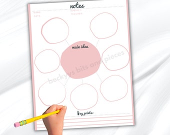 Student School Notetaking Printable Lecture Notes Planner Mind Map Notes Classroom Handwriting Note Template Planner Pages Writing Map