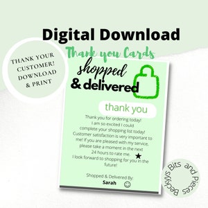 Shopper Thank You Card for Customer, Thank you Note, Delivery Driver, Grocery Shopper, Customer appreciation, Custom Thank You, Order Done