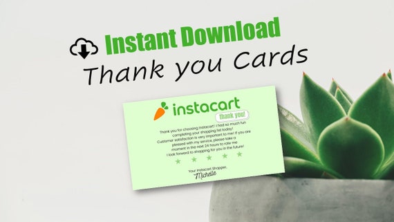 Instacart Thank You Card For Customer Orders Printable Shipt Etsy