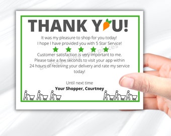 Thank you Card for Customer Orders Printable,  thank you, Delivery Driver, Thank you note, Grocery Shopper, Gig Hustle