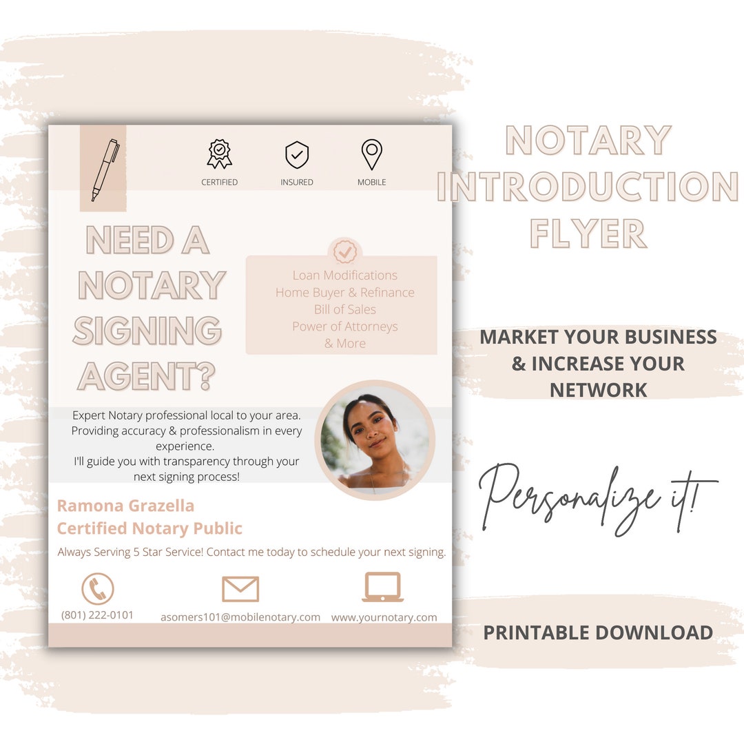 Notary Flyer Template, Custom Flyer Notary Signing Agents, Marketing