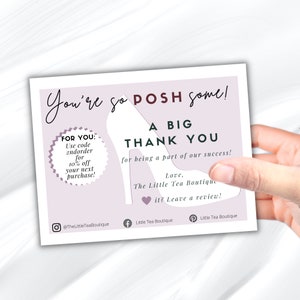 Poshmark Thank you Cards for Customer Orders Printable, Poshmark Printable, Reseller, Poshmark Accessories, Printatble Card Customized Card