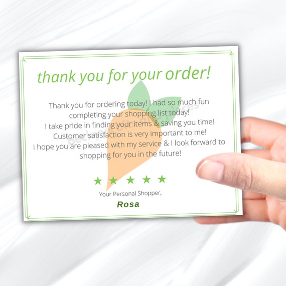 Delivery Thank You Card for Customer Orders Printable Shipt Etsy