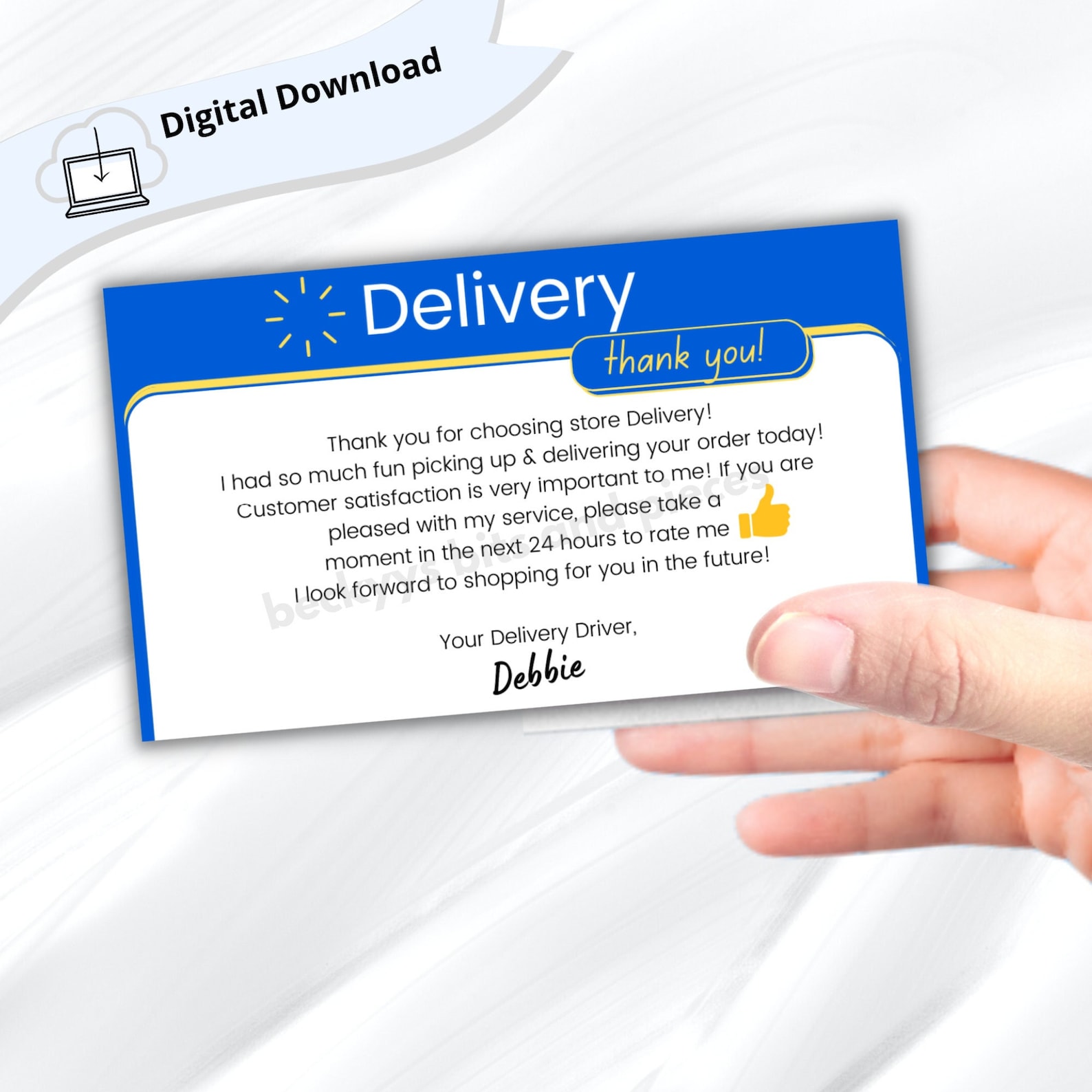 Thank You Card Delivery Driver Doordash Food Delivery Etsy