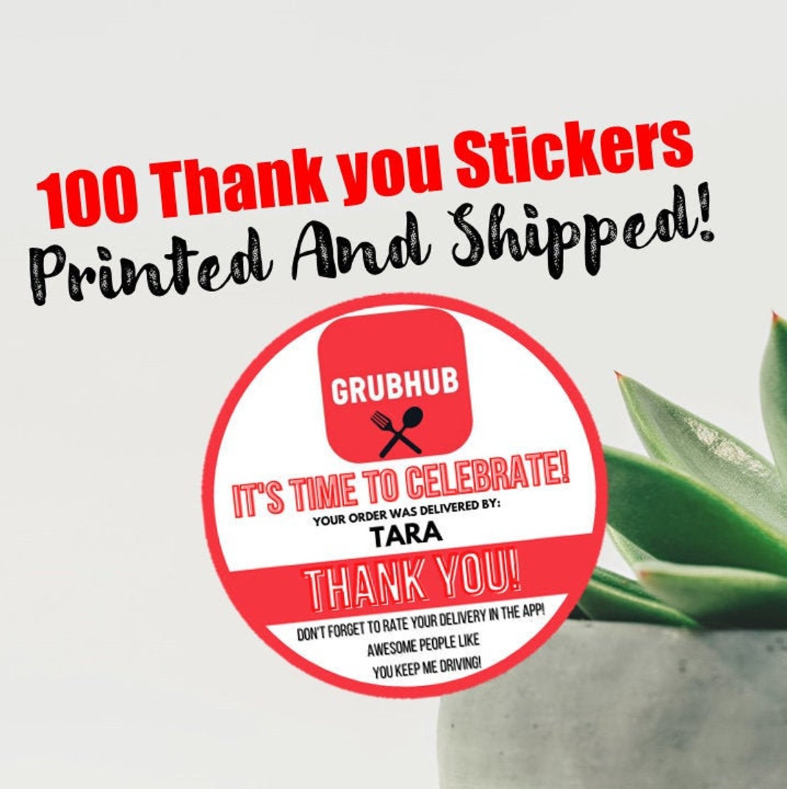 Grubhub Sticker Grubhub thank you Delivery Driver Bag