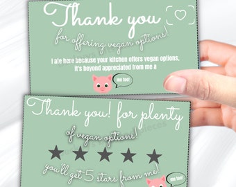 Veganistisch restaurant bedankkaart, veganistische kaart, veganistisch bedankje, veganistisch cadeau, veganistische sticker, veganistisch bewustzijn, veganistische liefde, veganistisch activisme