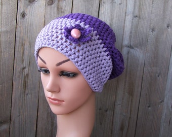 Women Slouchy Hat,Crochet Beanie,Vegan Beanie,Chemo Headwear,Chemo Beanies,Chemo Hats,Cotton Hat,Head Covering,Beanie Headwear