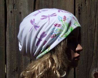 Women Slouchy Hat, Hand Painted Cotton Hat, Cotton Hat, Chemo Hat, Cancer Hats, Beanie Headwear, Chemo Headwear, Chemo Beanie, Head Covering