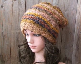 Gorro de inverno feminino, gorro de malha despojado, gorro de lã de grandes dimensões, gorro grunge, gorro grosso de malha, gorro de inverno