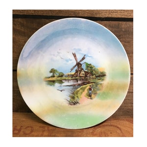Dutch Boy Windmill Plate, Bavaria, Carl Schumann~ 1900-1913 Rare