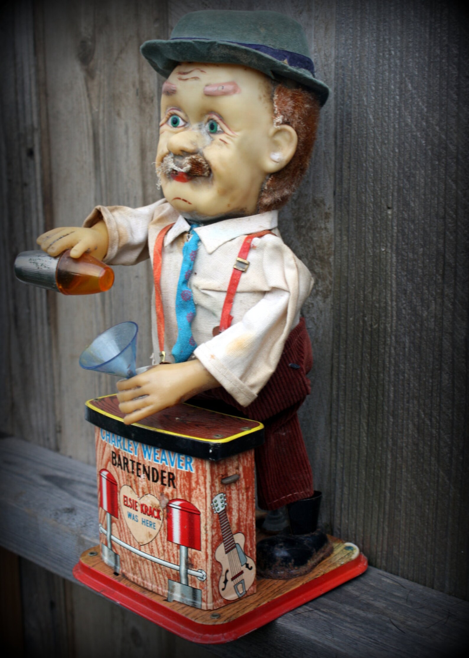 Vintage Charlie Weaver Bartender Tin Toy Collectible Etsy