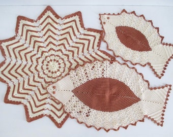 Retro Crochet Doilies Table Centre Large or Small Fish - Choice