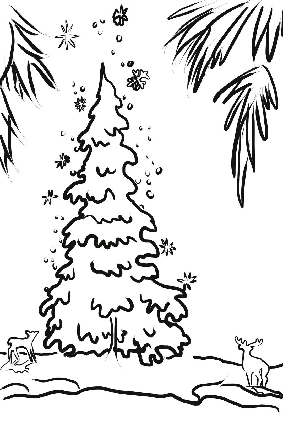 Christmas Forest Coloring Page - Etsy