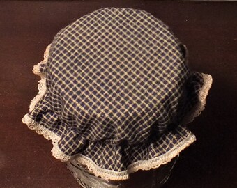 Navy Check Mason Canning Jar Bonnets - Elastic Jam Jar Lid Covers