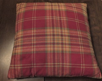 Farmhouse Style Plaid Decorator Fabric Throw Pillow with Pillow Form Insert Included