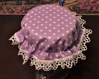 Lavendar Polka Dot Mason Canning Jar Bonnets ... Elastic Jam Jar Lid Covers