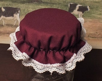 Burgundy Mason Jar Bonnets - Elastic Jam Jar Lid Covers ... Sourdough Starter Jar Lid Covers