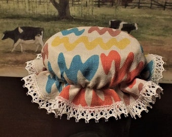 Mason Canning Jar Bonnets ... Vintage Fabric  -  Farmhouse Style Jam Jar Covers