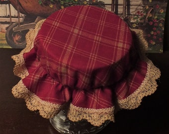 Red Plaid Mason Canning Jar Bonnets - Farmhouse Style Jam Jar Covers