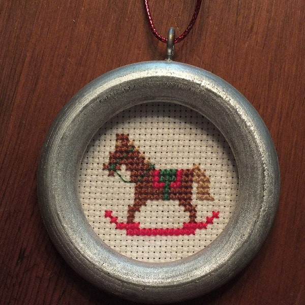 Cross Stitch Rocking Horse Ornament